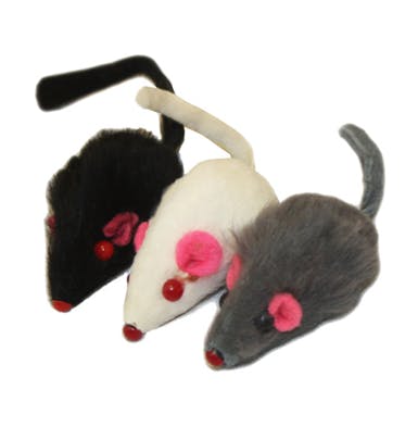 real fur mouse cat toy